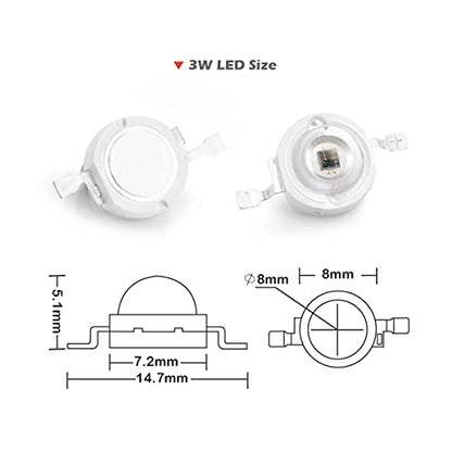 CHANZON 10 pcs High Power Led Chip 3W Infrared IR 850nm | (400mA - 500mA /DC 1.4V - 1.6V / 3 Watt) SMD COB Light Emitter Diode Components Night Vision Bulb Lamp for DIY Lighting - color: Q) Infrared Ir (850nm)