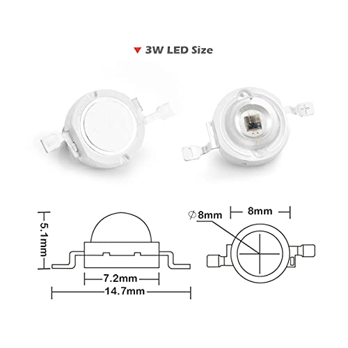 CHANZON 10 pcs High Power Led Chip 3W Infrared IR 850nm | (400mA - 500mA /DC 1.4V - 1.6V / 3 Watt) SMD COB Light Emitter Diode Components Night Vision Bulb Lamp for DIY Lighting - color: Q) Infrared Ir (850nm)