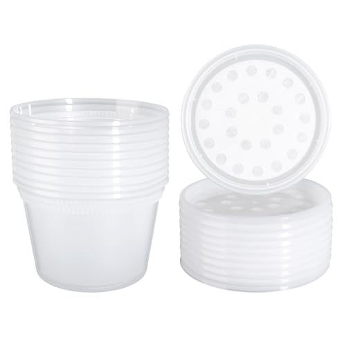Deli Cups with Fabric Vented Lids 16 OZ, 10 Pack | Culture Cup Mesh Container, Bug Viewer Critter Insect Cage, Magnifying Insect Box