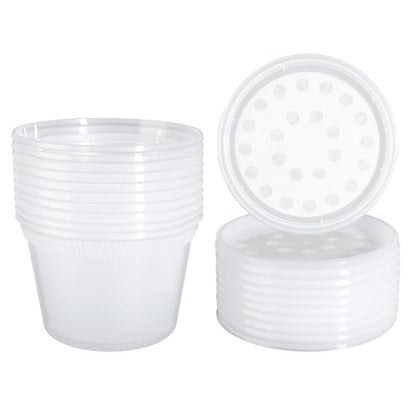 Deli Cups with Fabric Vented Lids 16 OZ, 10 Pack | Culture Cup Mesh Container, Bug Viewer Critter Insect Cage, Magnifying Insect Box