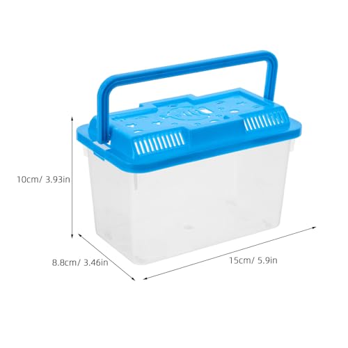 Small Turtle Tank with Lid and Plastic Aquarium Box Portable Handheld Fish Bowl for Reptiles and Hamster Transport in Medium Blue with Fish Pattern