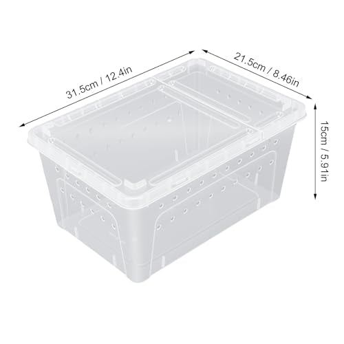 Dpofirs Transparent Reptile Carrier Cage | 2 Pack Portable Plastic Breeding Enclosure with Dual Opening Ventilation for Bearded Dragon Lizard Spider Transport Container (L)