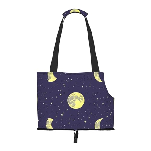 Small Pet Carrier Purse Bag, Sky with Moons Stars Print Shoulder Bag for Dogs Cats, Puppy Tote Travel Handbag - color: Sky With Moons Stars