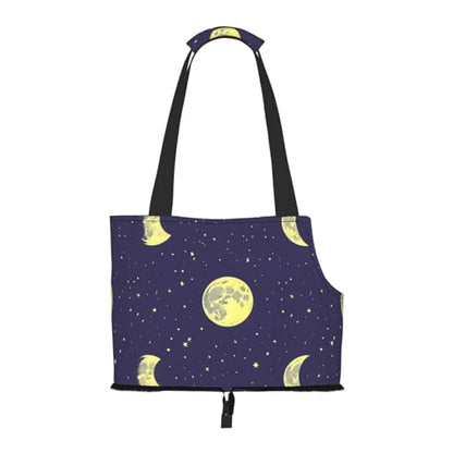Small Pet Carrier Purse Bag, Sky with Moons Stars Print Shoulder Bag for Dogs Cats, Puppy Tote Travel Handbag - color: Sky With Moons Stars