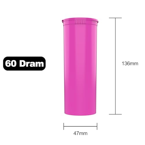 60 Dram CR Plastic Packaging Pop Top Containers - Child Resistant Travel Holder Vial Bottles - 75 qty (Pink) - color: Pink