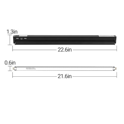 Switchable UVB Light for Reptiles, 24W T5 UVB Light Combo Kit for Tropical 5.0 & Desert 10.0, 22.6" Terrarium Hood Lamp Fixture with UVB 10.0 Bulb for Bearded Dragon Gecko Snake Lizard Turtle - size: 24W-22.6IN