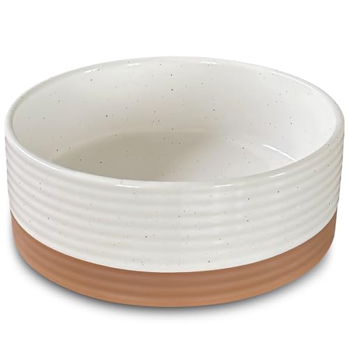 Mora Ceramic Pet Bowl Size Medium - Food/Water Dish for Large Puppies, Cats, Retrievers, Medium Sized Dogs, ect. 28oz or 4 Cups - Basic Bowls for Your Dog or Cat, Mix and Match for a Set - Vanilla - color: Vanilla White, size: Medium