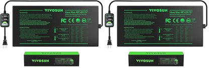 VIVOSUN 48"x20.75" Seedling Heat Mat with Built-in Temperature Controller, UL & MET-Certified Waterproof Plant Heating Pad for Germination, Hydroponics, Brewing, Breeding, and Greenhouses (Pack of 2) - size: 48"x20.75" (Pack of 2)
