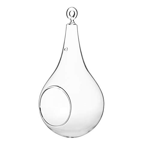 WGVI WGV Glass Hanging Plant Terrarium, Width 4.75", Height 9.5", Teardrop Pear DIY Air Succulent Planter Clear Tea Light Votive Candle Holder, Wedding Event Office Home Outdoor Decor, 1 Piece - size: Pear
