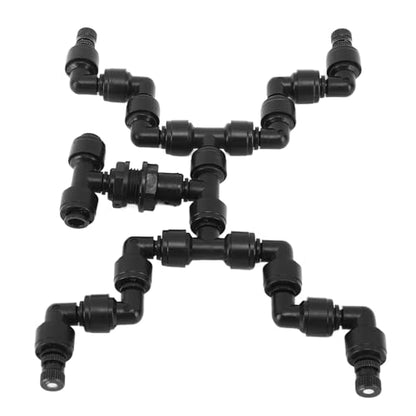 Mist Cooling System Nozzle, Adjustable 360 Degree Reptiles Greenhouse Rainforest Fogger, 4 Heads Misting Nozzle for Plants Pets with Uniform Spray Effect