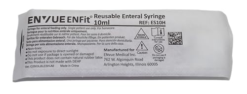Envue ENFit 10mL Reusable O-Ring bFed Syringe for Tube Feeding, 25-Pack, Purple Plunger