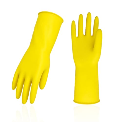 Vgo... 1-Pair Reusable Household Gloves, Rubber Dishwashing gloves, Extra Thickness, Long Sleeves, Kitchen Cleaning, Working, Painting, Gardening, Pet Care (Size S, Yellow, HH4601) - color: 1 Pair - Yellow, size: Small