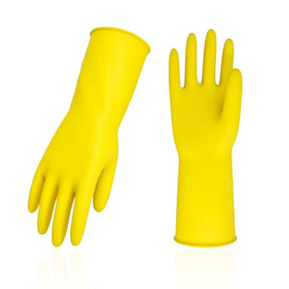 Vgo... 1-Pair Reusable Household Gloves, Rubber Dishwashing gloves, Extra Thickness, Long Sleeves, Kitchen Cleaning, Working, Painting, Gardening, Pet Care (Size M, Yellow, HH4601) - color: 1 Pair -Yellow, size: Medium