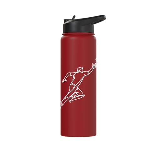 Cricket Keeper Drawing Stainless Steel Insulated Water Bottle - color: Red
