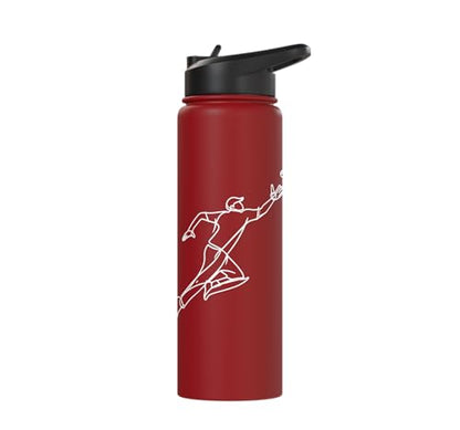 Cricket Keeper Drawing Stainless Steel Insulated Water Bottle - color: Red