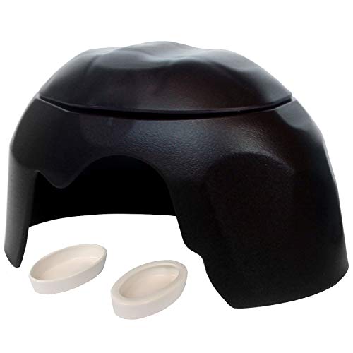 Reptile Hideout Cave Box with 2 Ceramic Sinks Fit for Snakes Lizards Chameleons Tree Frogs Geckos Small Tortoises and Other Small Reptiles (Coffee) - color: Coffee