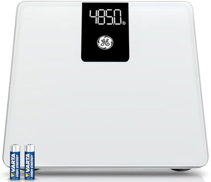 GE Bathroom Scale for Body Weight, Digital Weight Scales 500lbs Heavy Duty | High Capacity Body Measuring Device, High Accurate, White, BMI - color: White