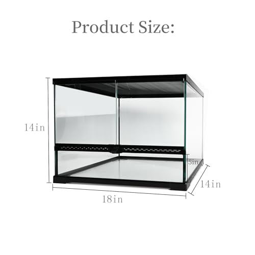 Reptile Glass Tank 18"*14"*14" Terrarium Habitat with Double Front Opening Door and Top Screen Ventilation for Bearded Dragon,Lizard,Leopard Gecko,Snake,Hermit Crab,Turtle - size: 18x14x14inch