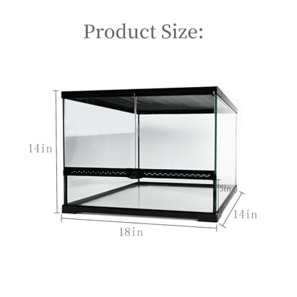 Reptile Glass Tank 18"*14"*14" Terrarium Habitat with Double Front Opening Door and Top Screen Ventilation for Bearded Dragon,Lizard,Leopard Gecko,Snake,Hermit Crab,Turtle - size: 18x14x14inch