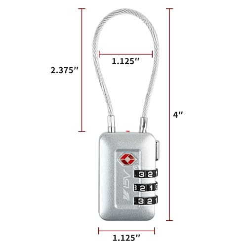 TSA Accepted Luggage Travel Lock, Set-Your-Own Combination Lock for School Gym Locker, Luggage Suitcase Baggage Locks, Filing Cabinets, Toolbox, Case (Silver, 4 Pack) - color: Silver 4-Pack