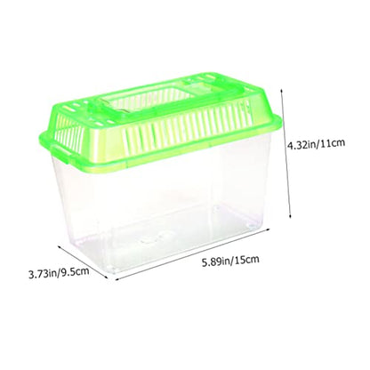 STOBOK Portable Fish Tank Handheld Aquarium Plastic Fish Tank with Handle Transparent Turtle Box Breeding Case for Goldfish Turtle Small Pet Travel 5.90 X 4.33 X 3.74 in