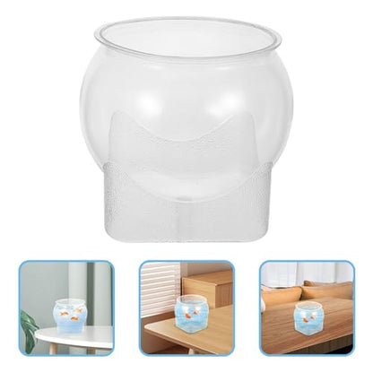 Amosfun Desktop Ecosystem Fish Bowl Aquarium Tank Plastic Tabletop Goldfish Bowl Sturdy Shatterproof Large Size for Home and Office Terrarium Container