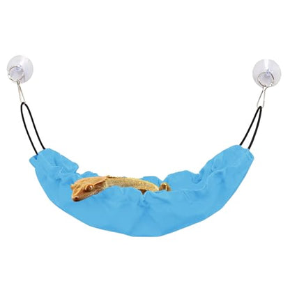 Gecko Tank Accessories, Reptile Hammock with Elastic Rope and Suction Cups, Terrarium Accessories for Crested Gecko, Leopard Gecko, Little Snake - color: Blue