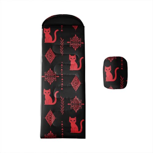 Erosebridal Sugar Skull Sleeping Bag for Kids Southwestern Aztec Western Camping Blanket for Hiking Travel Hunting Sleep Bag - color: Black Red 15