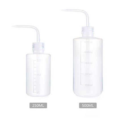 Mkono 2 Pack Squeeze Succulent Watering Bottle, 250ML & 500ML Waterer Can | Small White Can,Bend Mouth Precise Pouring, for Seedlings & African Violets,Safety Plastic, Indoor House Plant Flower Use