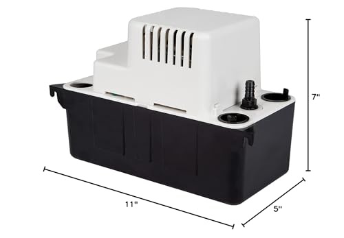 Little Giant VCMA-20ULS 115 Volt, 80 GPH, 1/30 HP Automatic Condensate Removal Pump for HVAC/Refrigeration Systems/Dehumidifiers with Overflow Detection Switch and 6-Foot Cord, White/Black, 554425 - size: 115 Volts