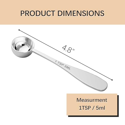 1PCS 1TSP(5ML) Measuring Spoon, 18/8(304) Stainless Steel Tablespoon | Precise, Food-Grade, ‌Rust-Free, Sturdy & Durable, Dishwasher-Safe - size: 1 tsp | 1/3 tbsp | 5 ml | 1/6 oz
