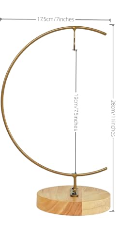 Gold Ornament Display Stand, 11" | Large Iron Pothook Holder, For Glass Globe Terrarium & Air Plants, Witch Ball & Sun Catchers, Elegant Metal Hanging Rack