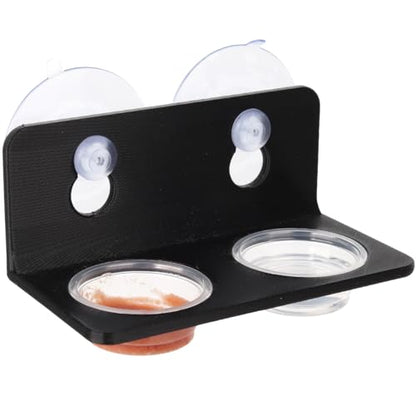 Crested Gecko Feeding Ledge with 10PCS Reptile Food Cups - Black - color: Black