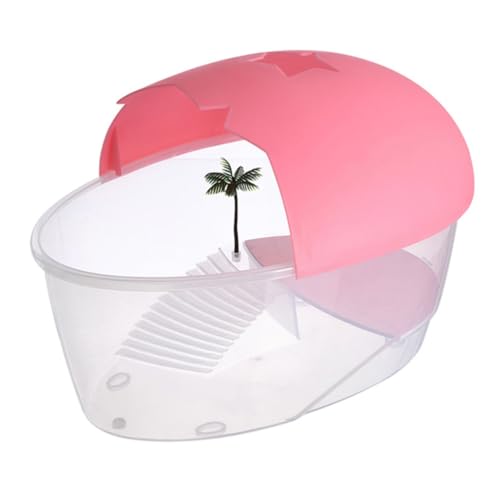 Cabilock 1pc Plastic Turtle Tank with Ventilation Reptile Pet Habitat Box for Small Turtles Frogs Lizards Smooth Surface Easy Cleaning Tortoise Perching Container