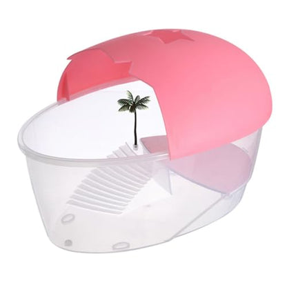 Cabilock 1pc Plastic Turtle Tank with Ventilation Reptile Pet Habitat Box for Small Turtles Frogs Lizards Smooth Surface Easy Cleaning Tortoise Perching Container