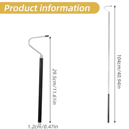 Mabor 40 Inch Snake Hook, Stainless Steel Extensible Grappling Hook | Retractable Pick-Up Handling Tool Pool Skimmer Basket Hooks - size: 11.6 - 40.9 inches