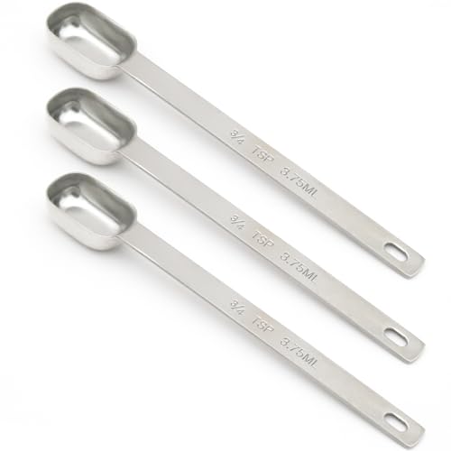 5PCS 3/4TSP(3.75ML) Measuring Spoon, Stainless Steel Long Handle Teaspoons | High Precision, Food-Grade Stainless Steel, ‌Rust-Free, Dishwasher-Safe, Easy-Read Markings, Multi-Purpose, Sturdy & Durable - size: 3/4tsp|1/4tbsp|3.75ml|1/8oz