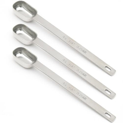 5PCS 3/4TSP(3.75ML) Measuring Spoon, Stainless Steel Long Handle Teaspoons | High Precision, Food-Grade Stainless Steel, ‌Rust-Free, Dishwasher-Safe, Easy-Read Markings, Multi-Purpose, Sturdy & Durable - size: 3/4tsp|1/4tbsp|3.75ml|1/8oz