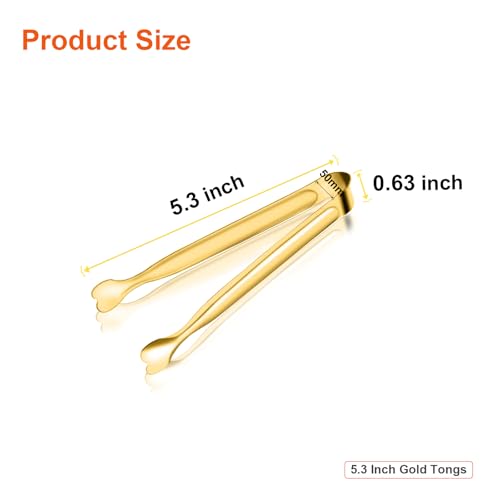 Serving Tongs, Anytrp 12-Packs Stainless Steel Sugar Tongs, 5.3inch Small Tong Kitchen Appetizers Tong for Serving Food, Buffets, Coffee Bar, Tea Party, Desserts Party and Ice Bucket - color: Gold, size: 5.3inch