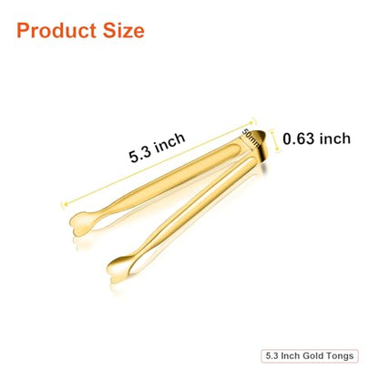 Serving Tongs, Anytrp 12-Packs Stainless Steel Sugar Tongs, 5.3inch Small Tong Kitchen Appetizers Tong for Serving Food, Buffets, Coffee Bar, Tea Party, Desserts Party and Ice Bucket - color: Gold, size: 5.3inch