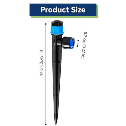 10PCS 1/4 inch Tubing Drip Irrigation Emitters Sprayer,360 Degree Drip Emitter Sprayer with Stake, Irrigation Dripper Sprinklers for Drip Irrigation System Parts & Connectors - color: 1/4" Drip Irrigation Emitters Sprayer