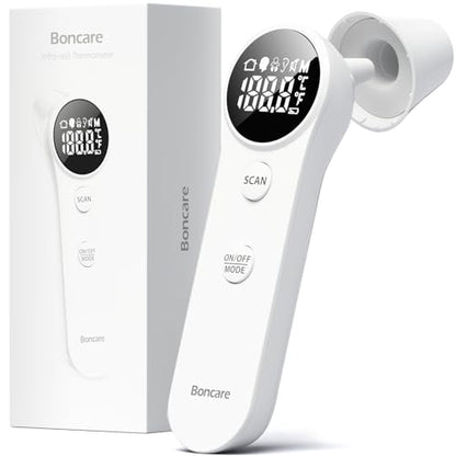 Boncare Ear and Forehead Thermometer for Adults and Kids | 2X Accuracy Infrared Digital Thermometer ,1 Second Reading, No Touch Baby with Fever Alarm