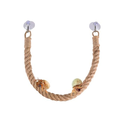 DONGKER Hermit Crab Climbing Rope,Sisal Rope Lizards Climbing Ladder Toy with Hook & Suction Cups for Reptile Geckos Resting Exploring Hiding Play - size: 65CM