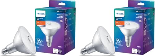 PHILIPS LED 120W PAR38 2-Pack Motion Sensing Soft White (2700K) 1200 Lumen (13W = 120W) Frosted Flicker-Free Light Bulbs - size: 2 Pack