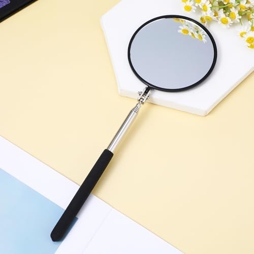 Telescoping Inspection Mirror, 360 Rotation Flexible Inspection Mirror Circular Inspection Mirror with Retractable Handle Round Inspection Mirrors for Checking Vehicle Condition(Dia-4 Inch) - size: Dia-4 Inch