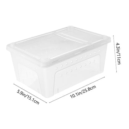 1Pc Plastic Transparent Reptile Feeding Box with Special Door for Gecko Snake Tortoise Spider Durable Material Escape Design for Reptile Care and Pets