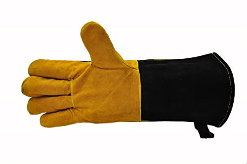 G & F Products Premium Leather BBQ Gloves, Suede Palm, 14.5-In, 1 Size - style: Suede Finish Overall