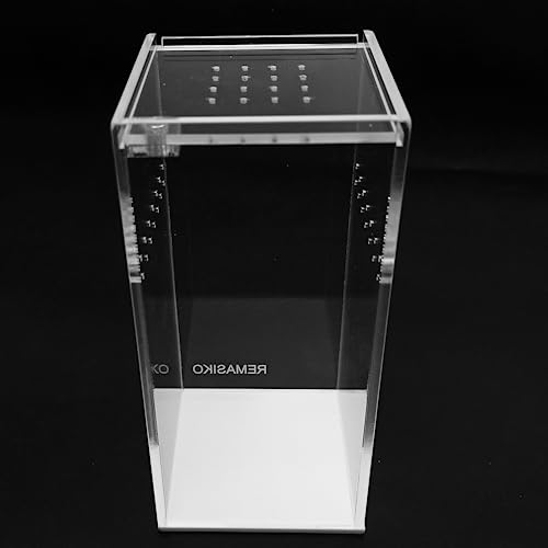 Small Acrylic Reptile Terrarium Kit, Acrylic Tank with Lid 3x3x6 Inch Clear Habitat Enclosure for Spider,Tarantula, Gecko, Hermit Crab, Frog and Insects Easy Assembly One-piece Leak-Proof - size: 5.9" x 2.95" x 2.95"
