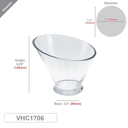WGVI Slant Cut Calyx Glass Vase, Width 7.25", Height 6.25", Clear Terrarium, Candy Dish, Fruit Jar, Floral Container for Wedding Party Event, Home Office Decor, 1 Piece - size: Slant Cut 6.25"H