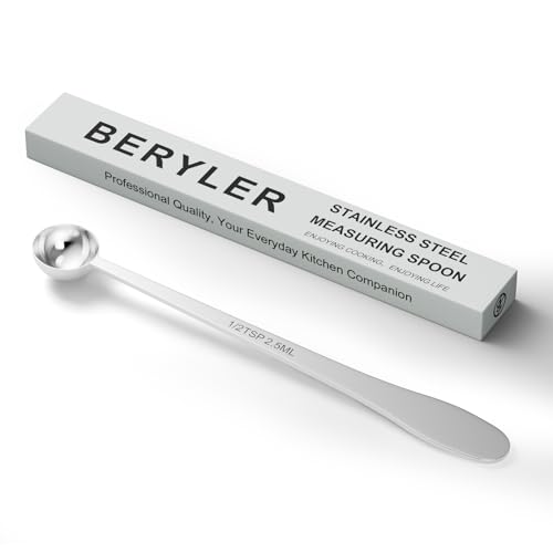 1PCS 1/2Teaspoon(1/2tsp, 2.5ml) Extra-long Handle Measuring Spoon | 18/8(304) Stainless Steel, Food-Grade, High Precision, Durable, ‌Rust-Free, Dishwasher-Safe, Easy-Read Marking - size: 1/2tsp|2.5ml